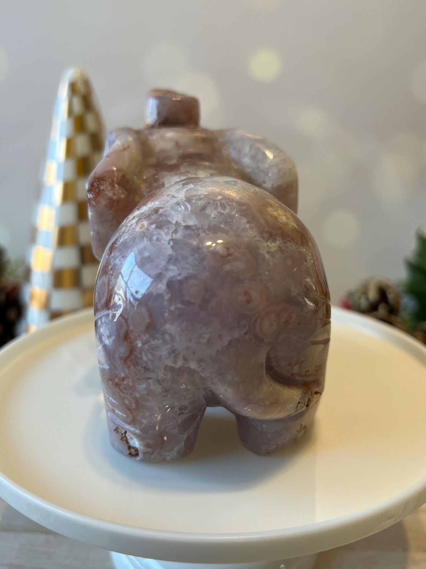 Beautiful Pink Amethyst and Flower Agate Elephant