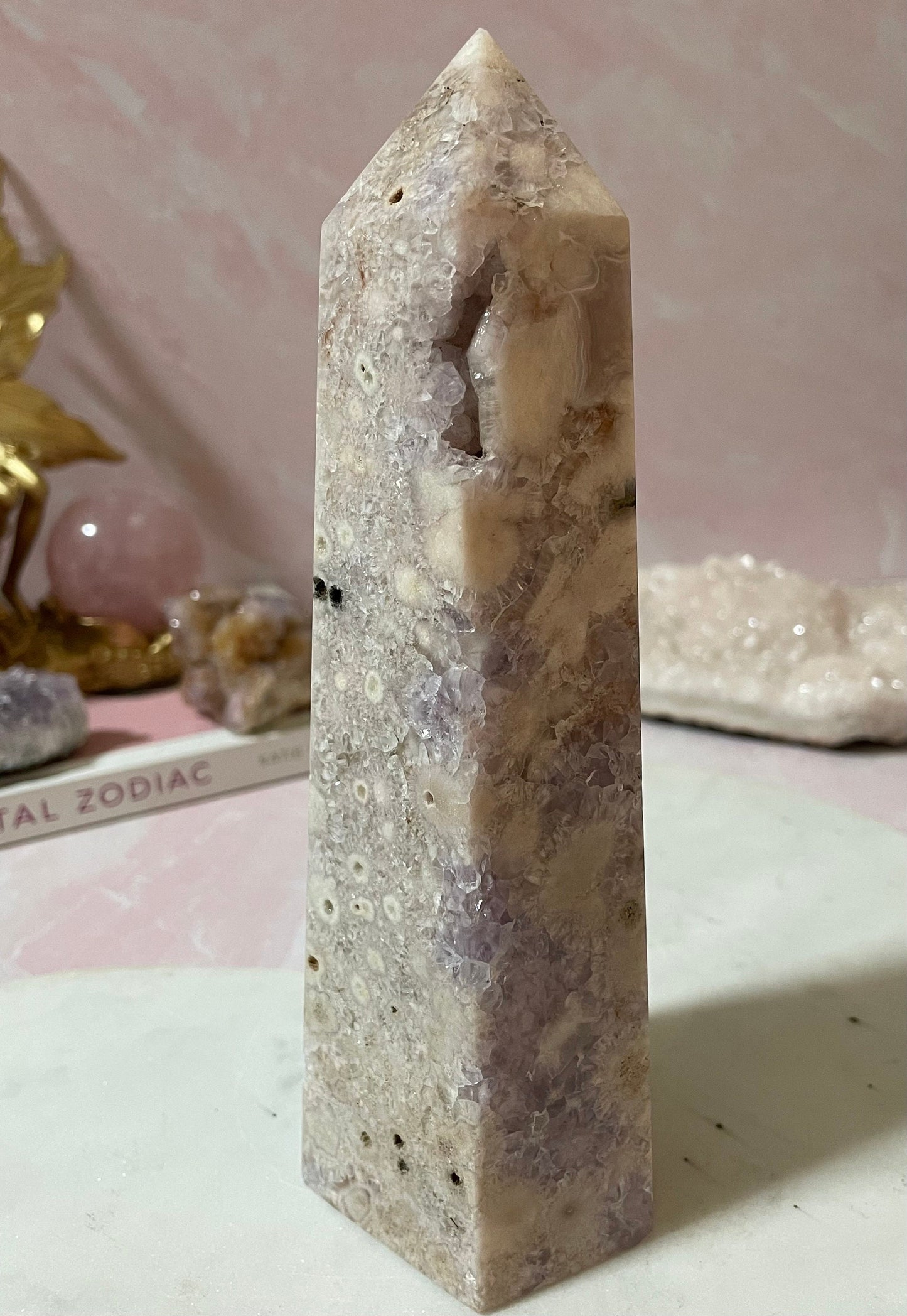 Gorgeous flower agate & amethyst tower