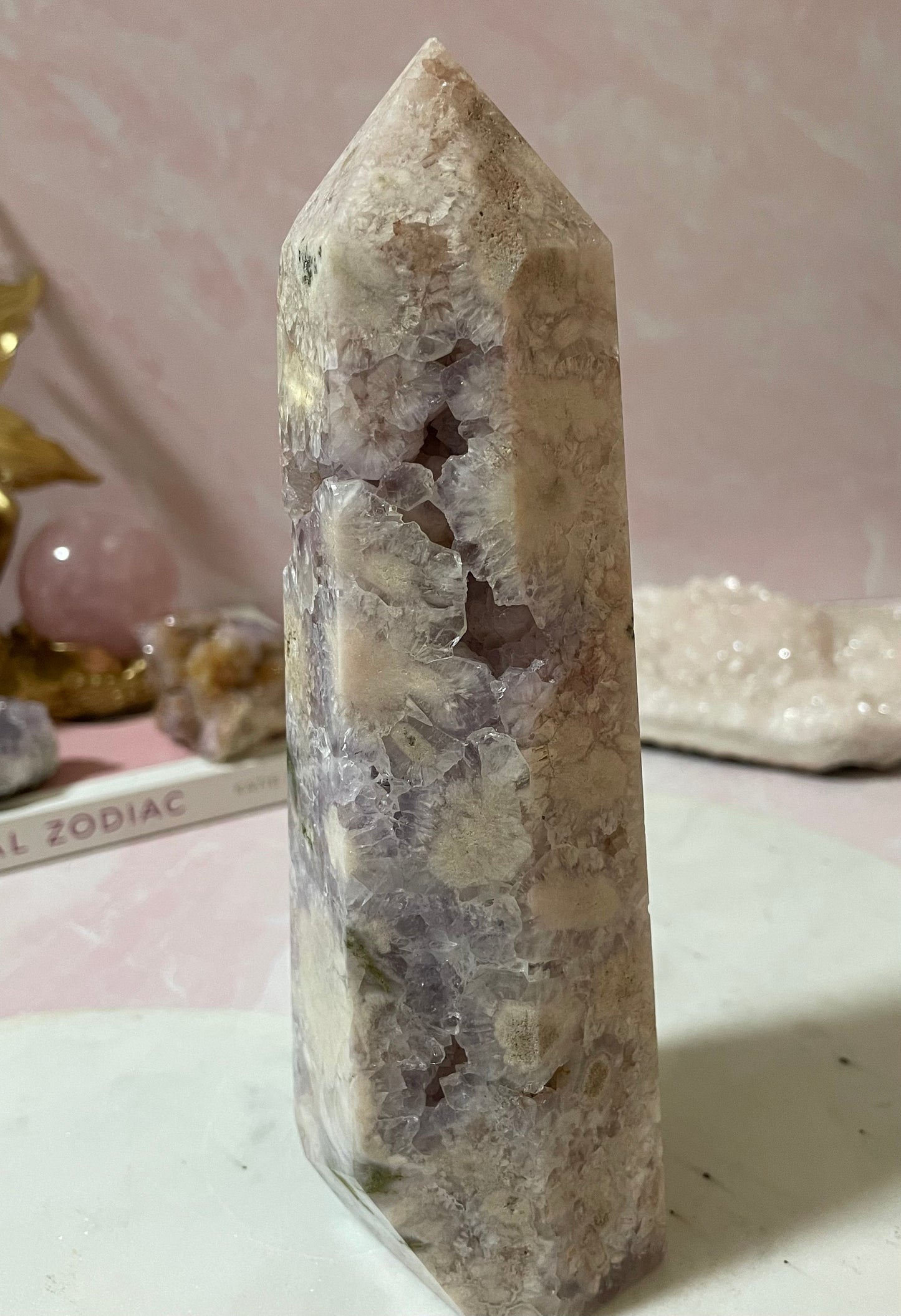 Gorgeous flower agate & amethyst tower