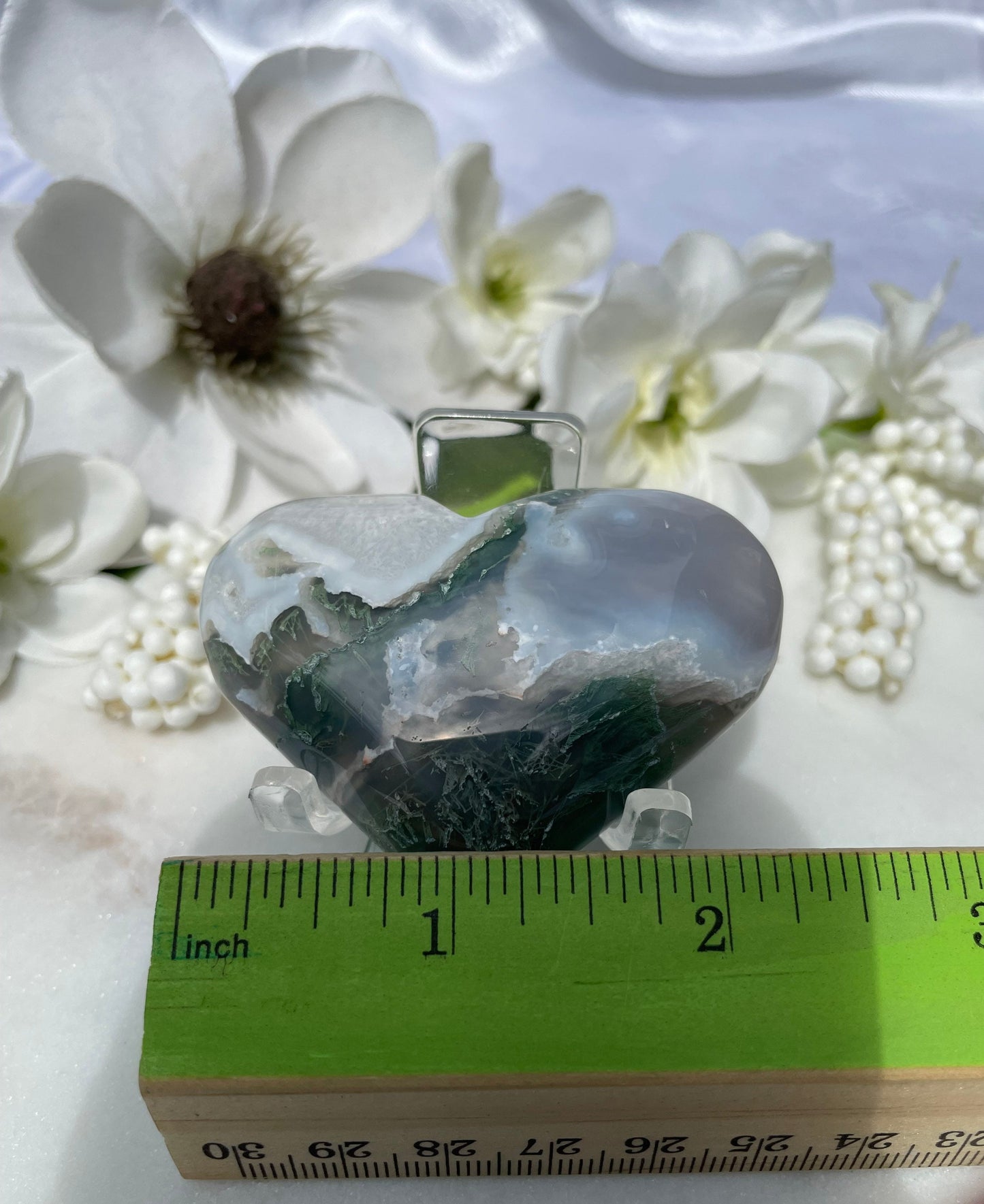 Stunning moss agate heart