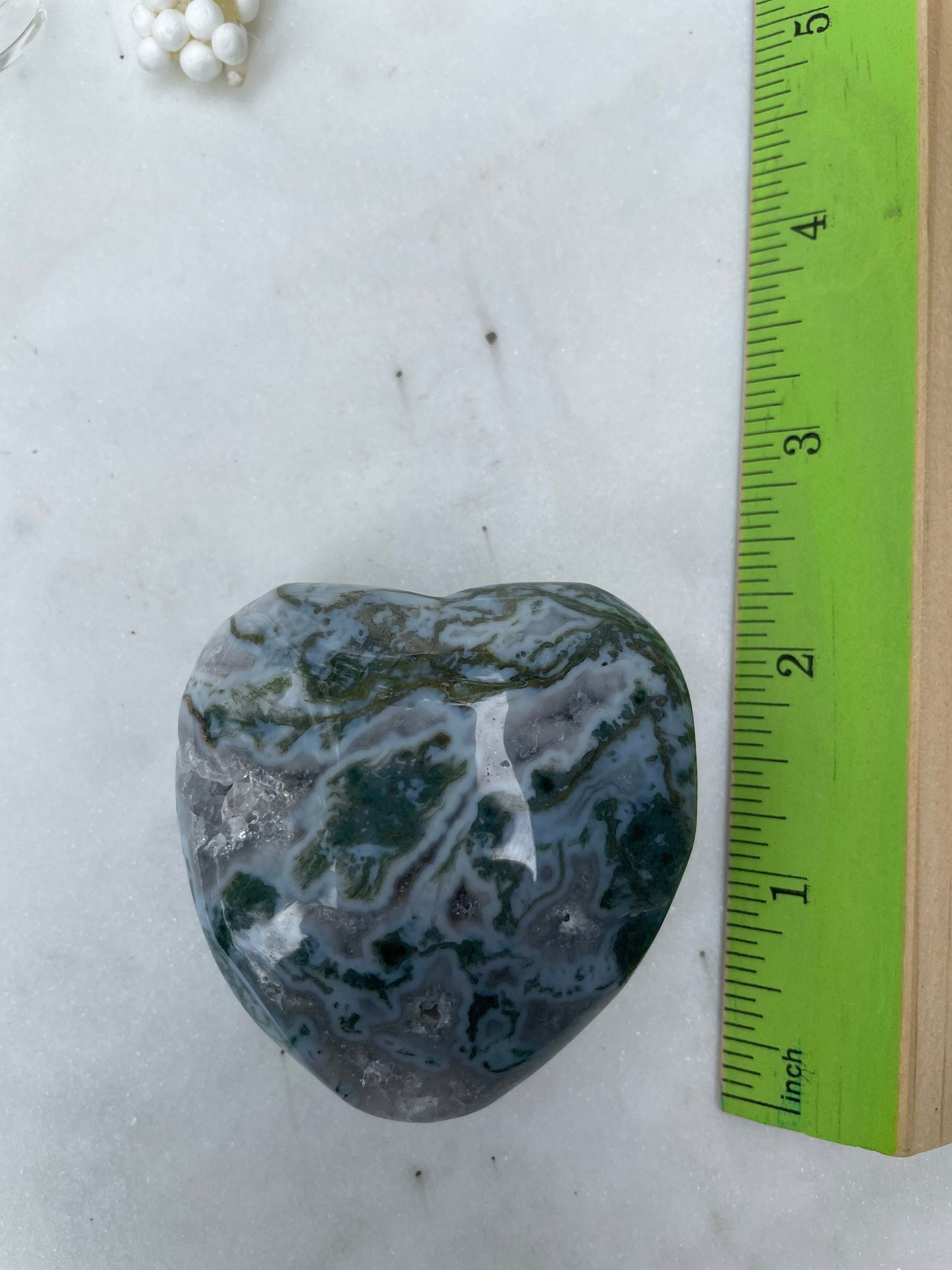 Gorgeous moss agate heart