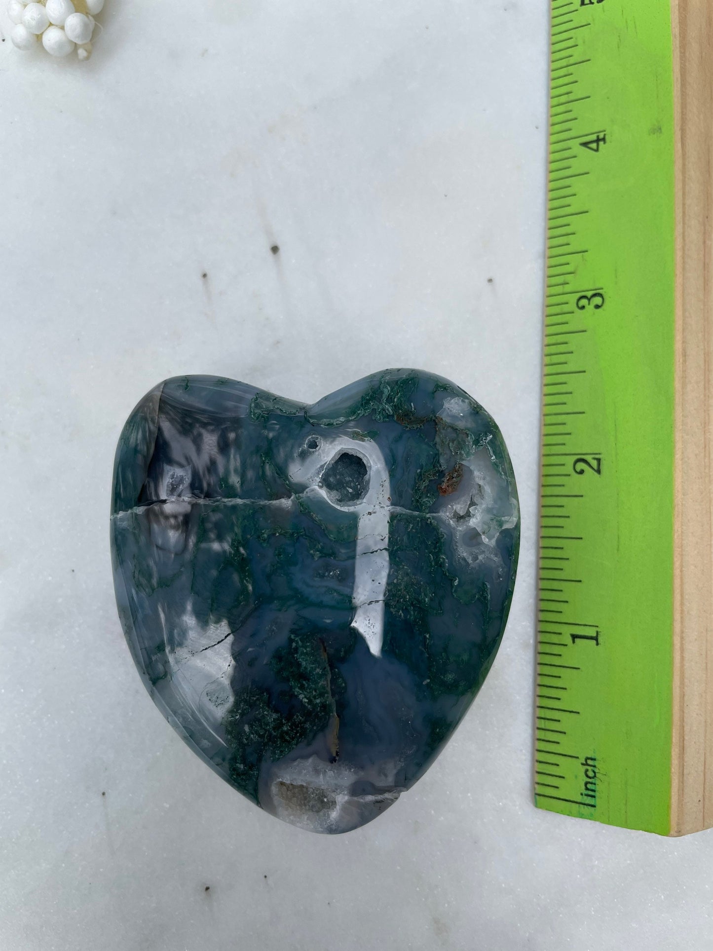 Beautiful moss agate heart