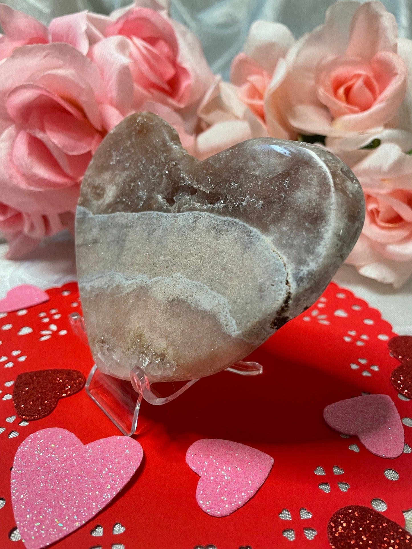 Gorgeous pink amethyst heart from Brazil