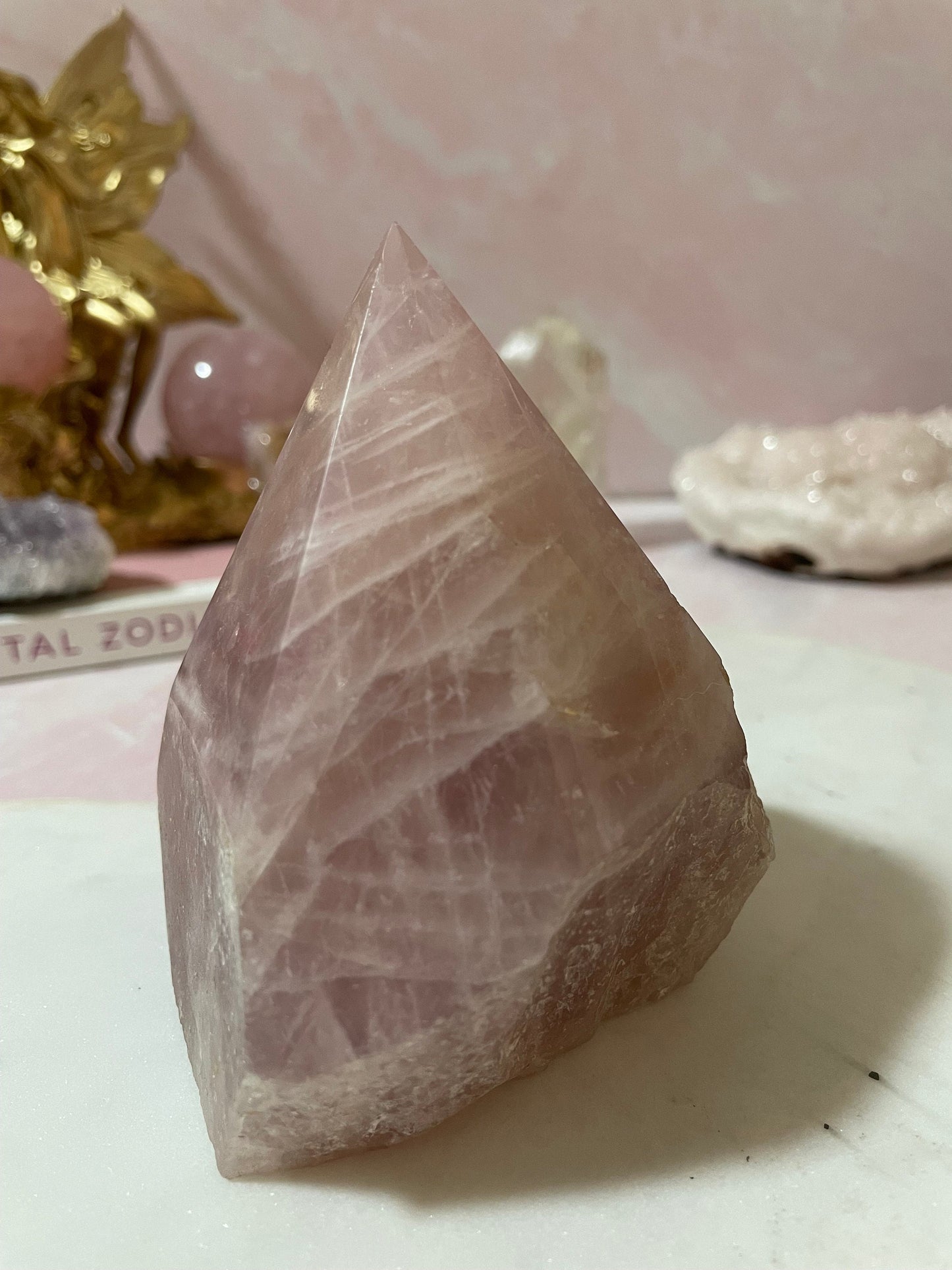 Rose Quartz Crystal Half-Polished, Half-Raw