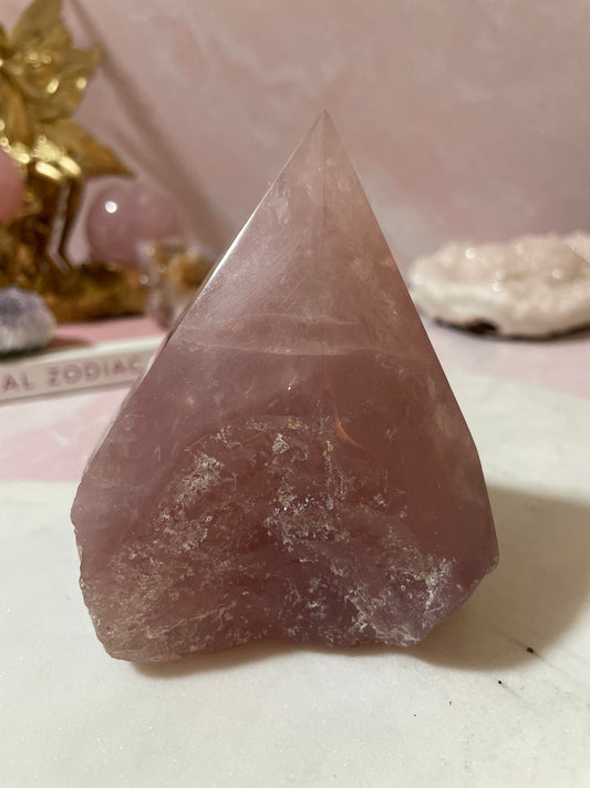 Rose Quartz Crystal Half-Polished, Half-Raw