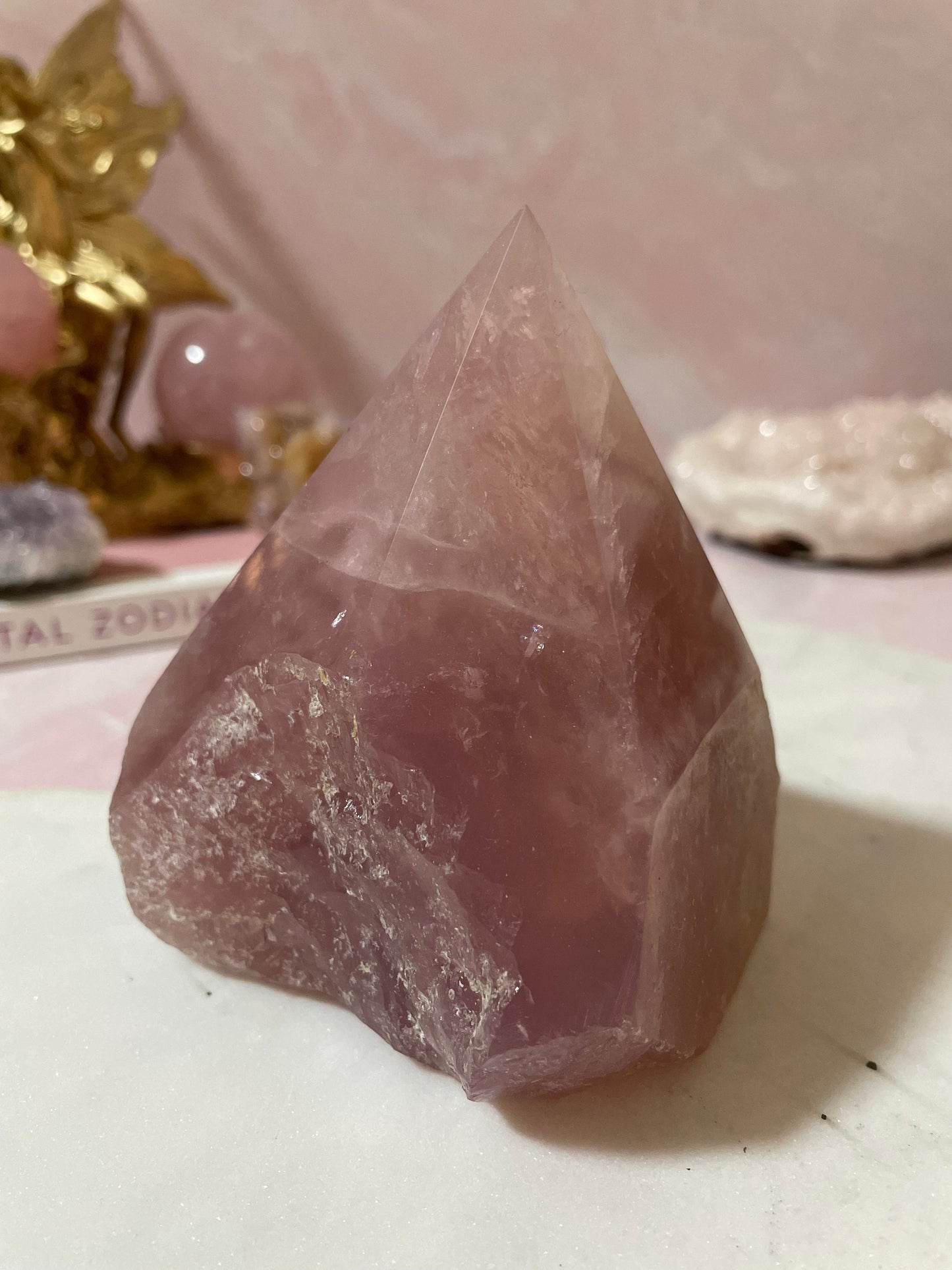 Rose Quartz Crystal Half-Polished, Half-Raw