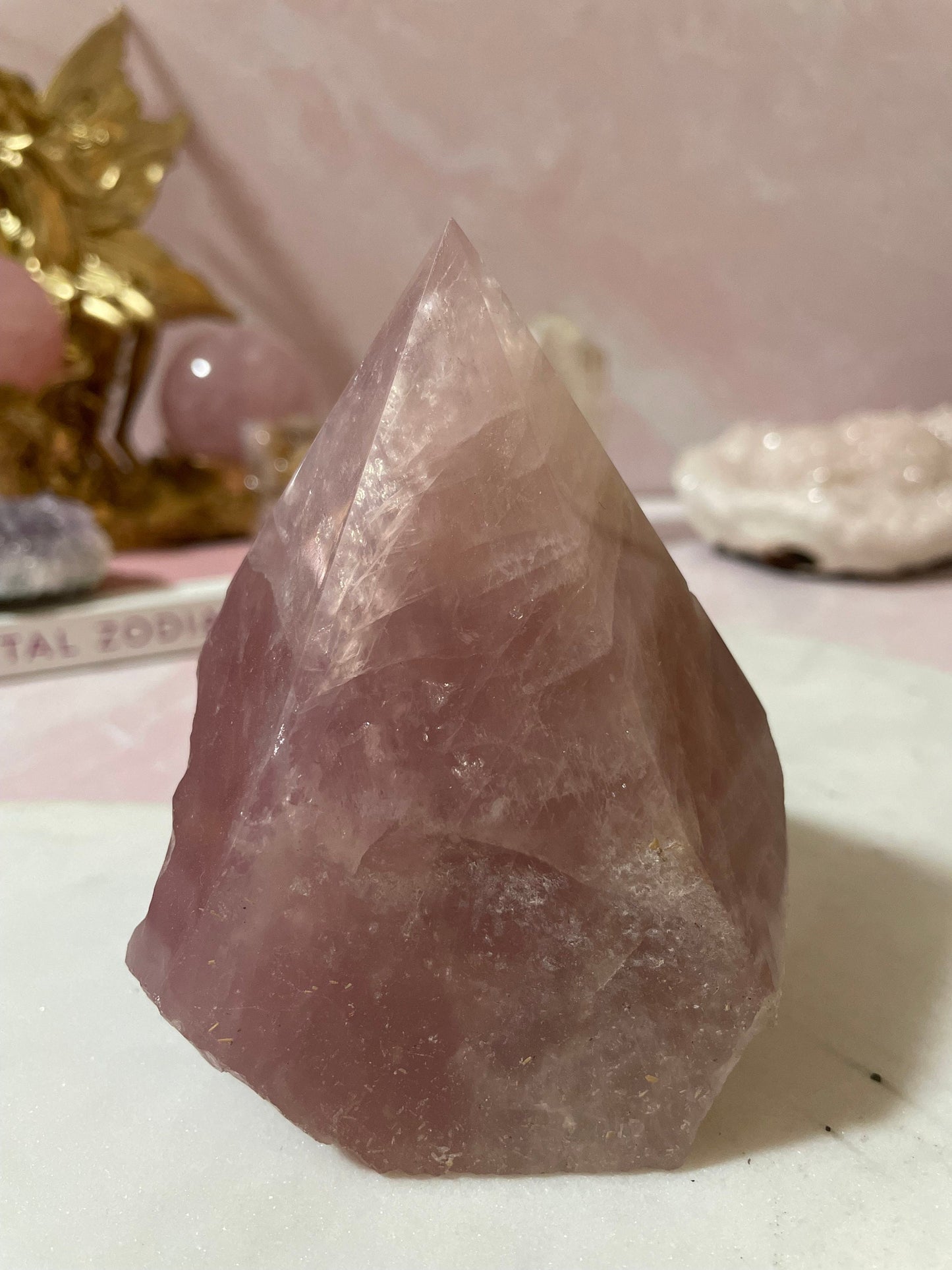 Rose Quartz Crystal Half-Polished, Half-Raw