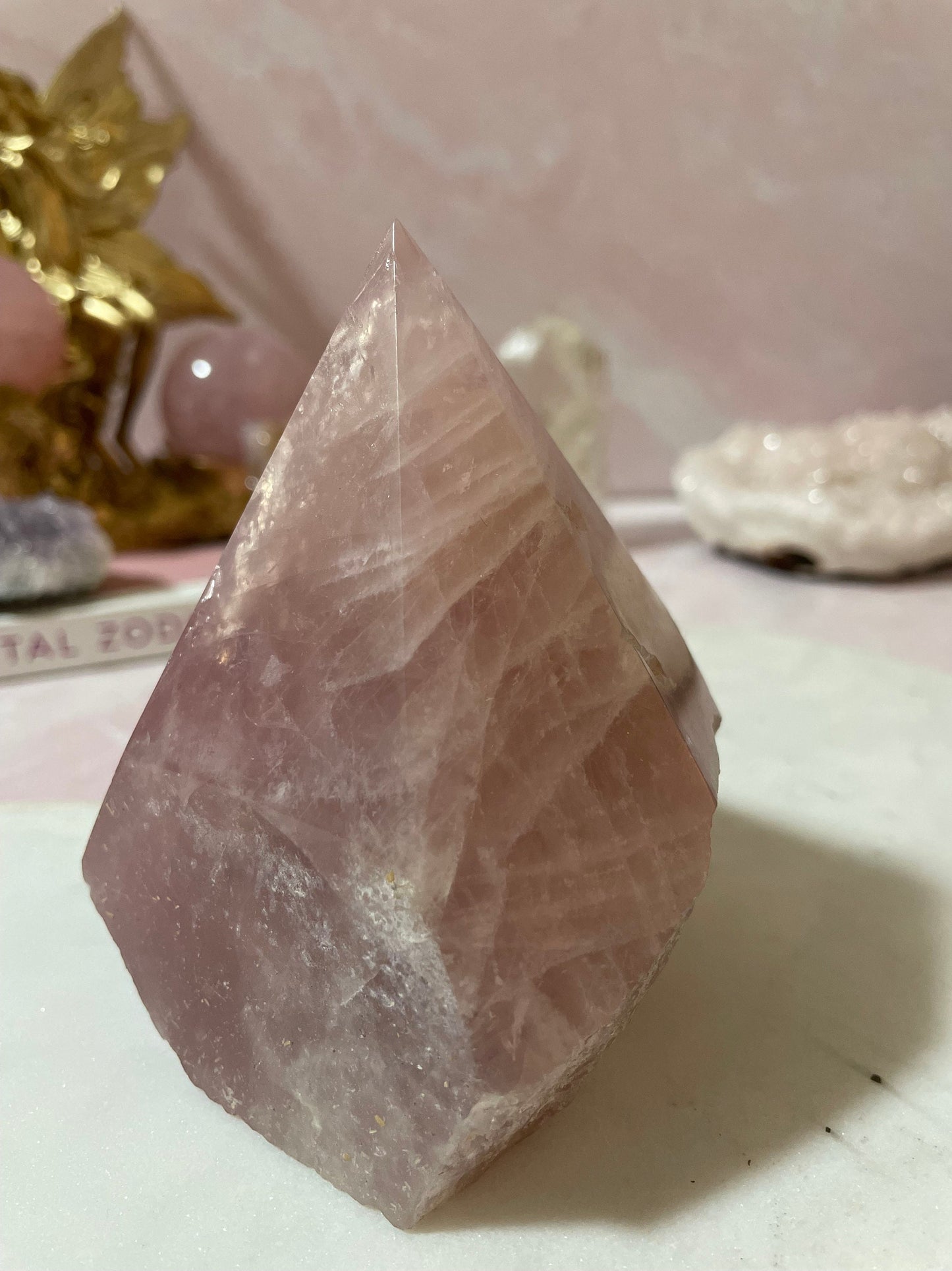 Rose Quartz Crystal Half-Polished, Half-Raw