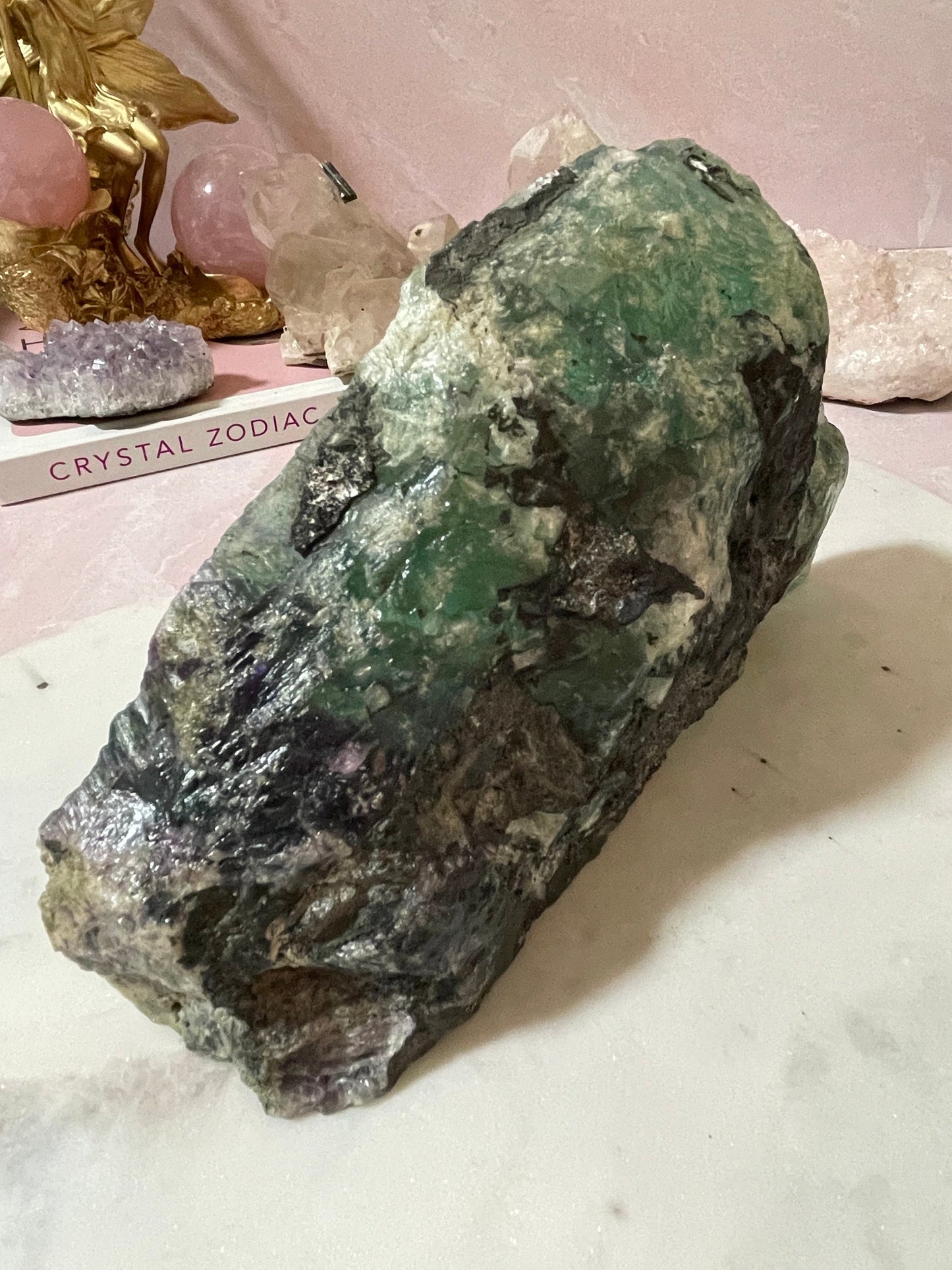 Beautiful Large self standing Fluorite from Mexico (Back side Raw)