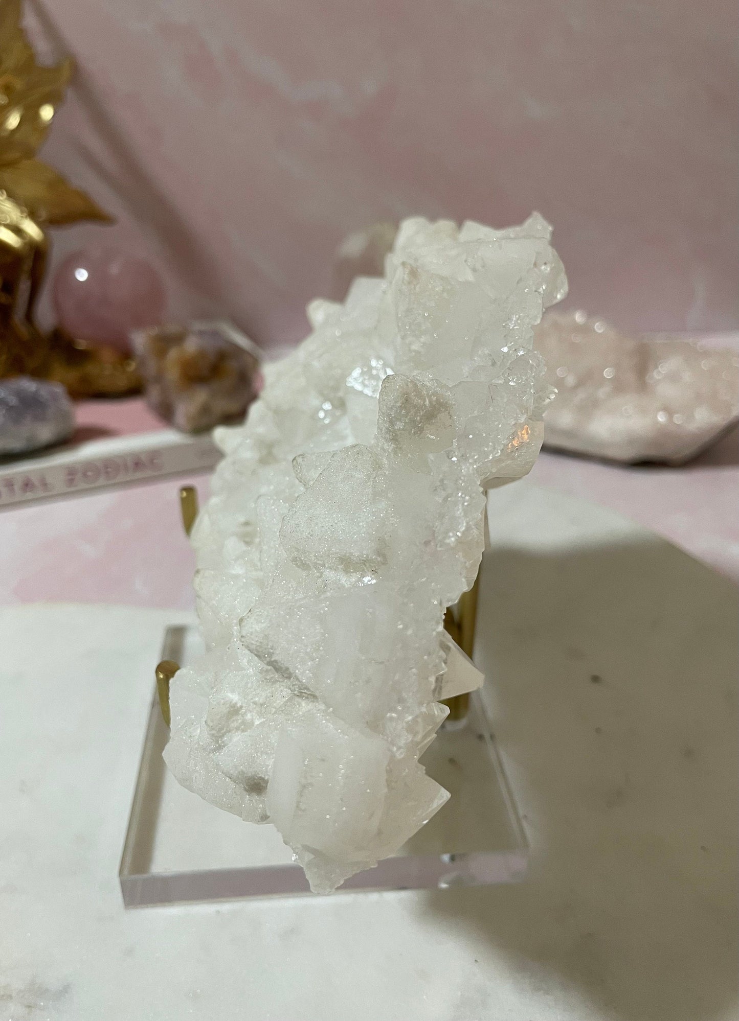 Stunning one of a kind double sided apophyllite, one side sugary and other side diamond