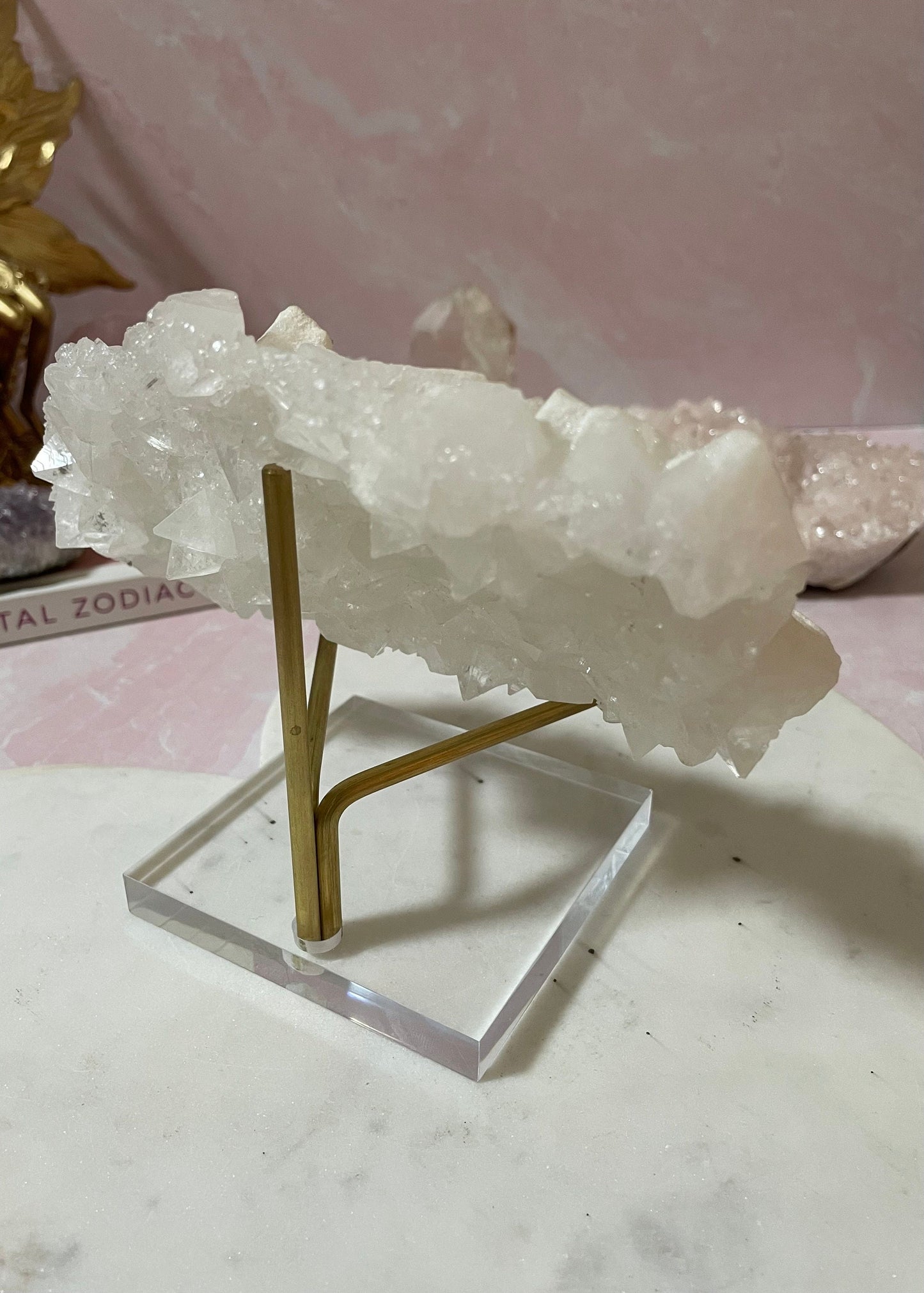 Stunning one of a kind double sided apophyllite, one side sugary and other side diamond