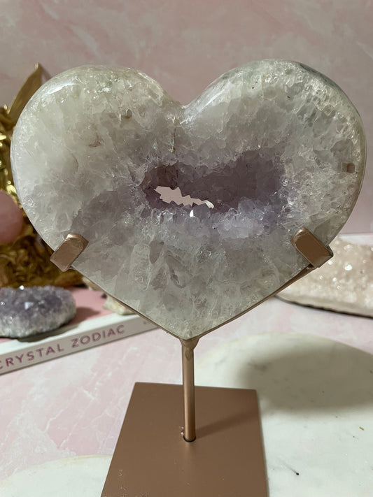 Beautiful Amethyst Heart on stand