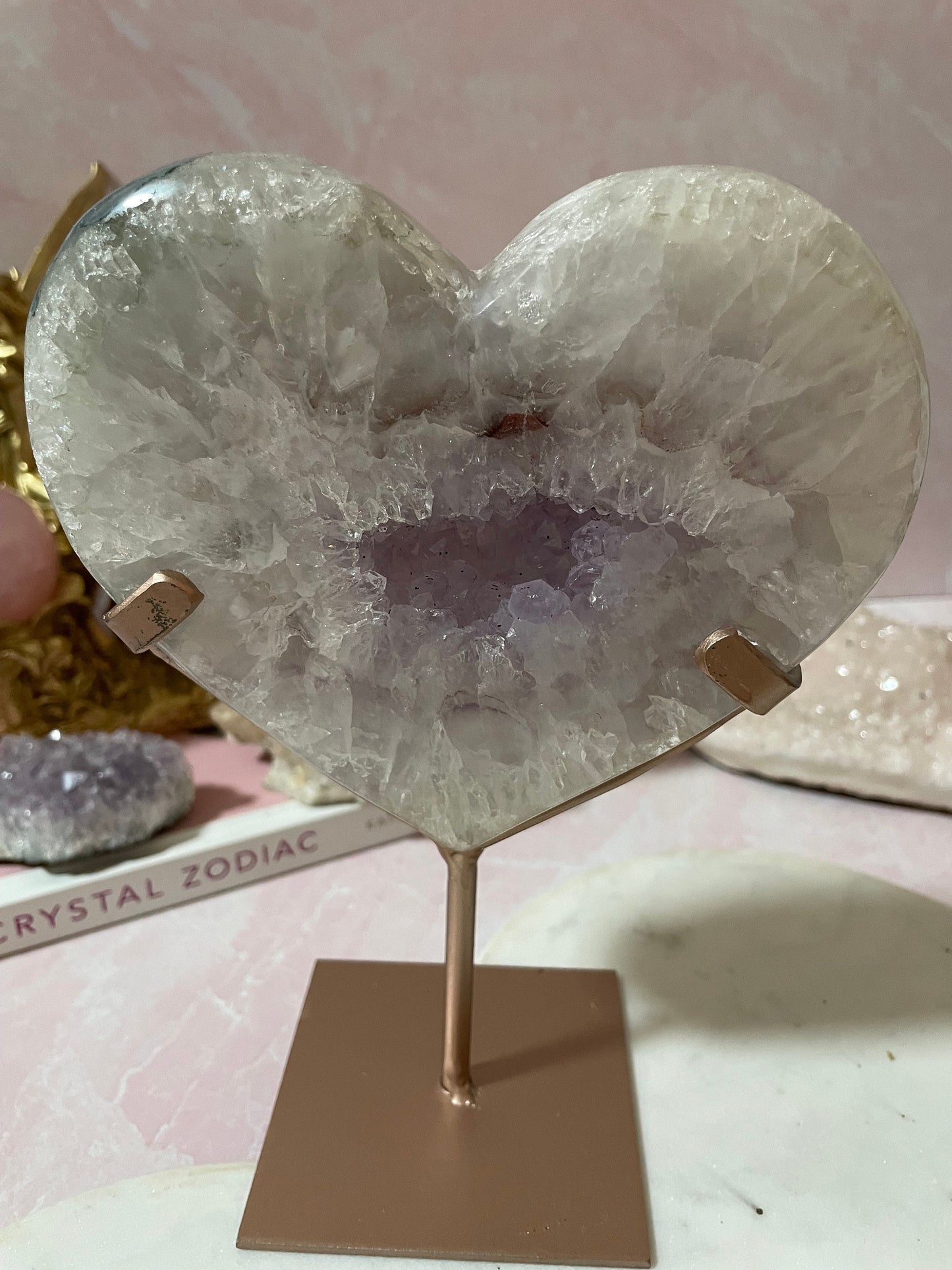 Beautiful Amethyst Heart on stand