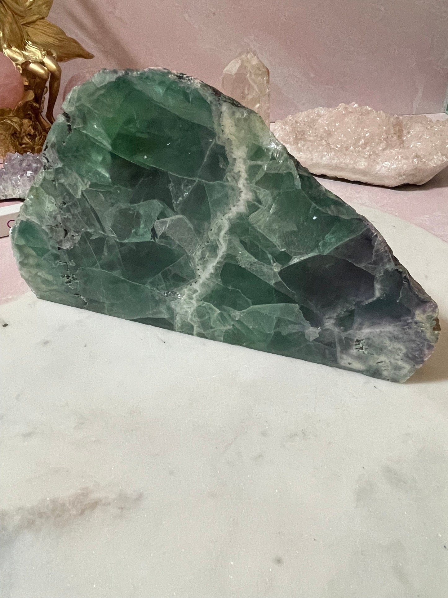 Beautiful Large self standing Fluorite from Mexico (Back side Raw)