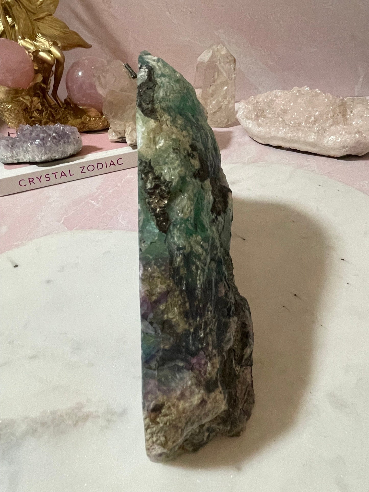 Beautiful Large self standing Fluorite from Mexico (Back side Raw)