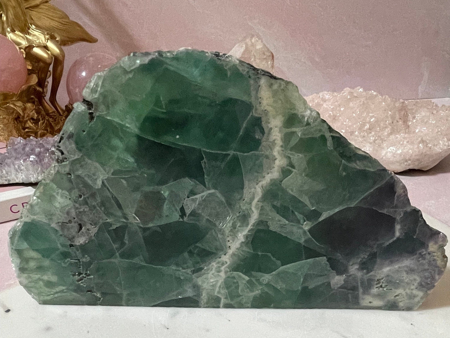 Beautiful Large self standing Fluorite from Mexico (Back side Raw)