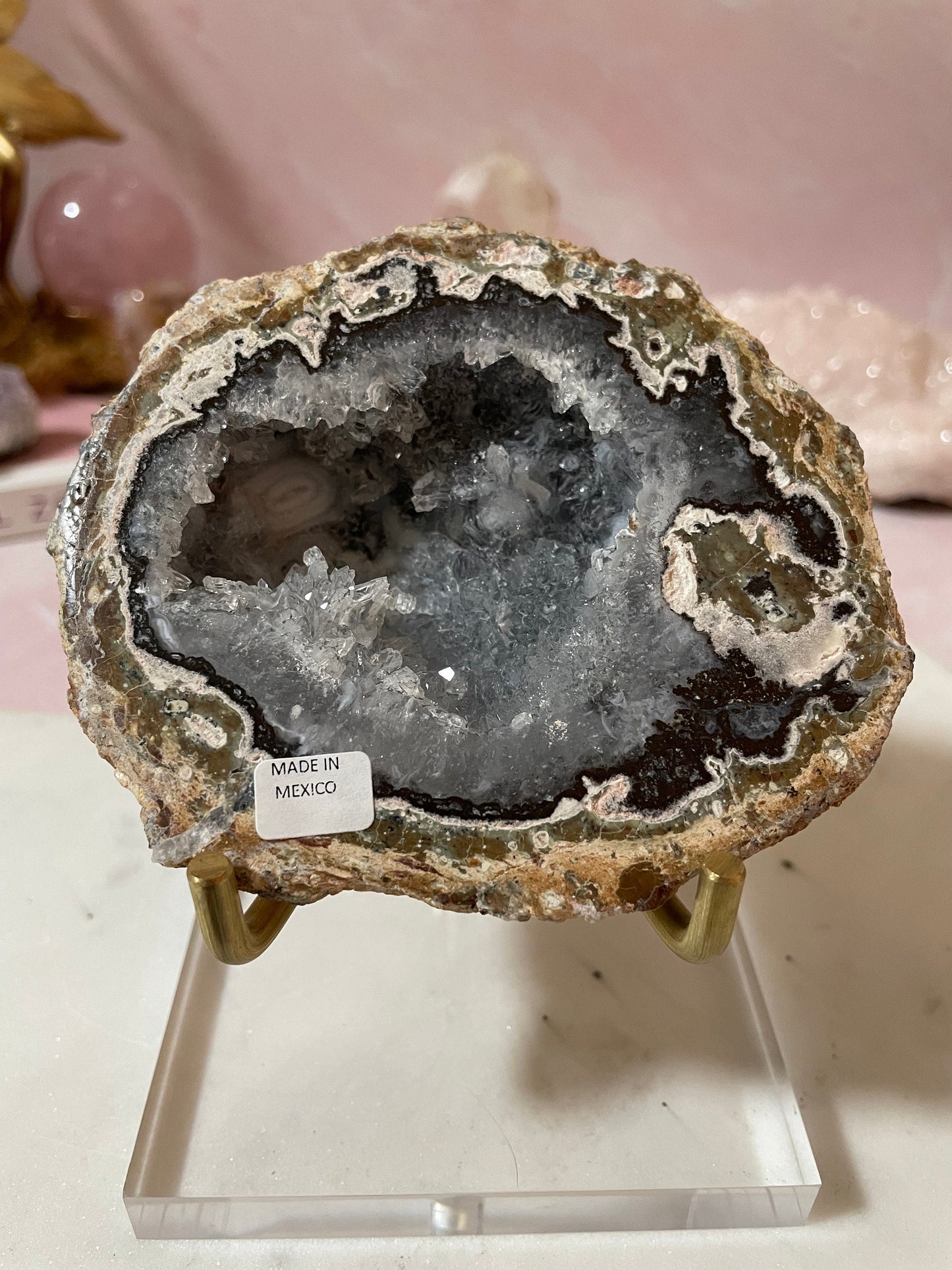 Stunning Trancas druzy geode half from Mexico