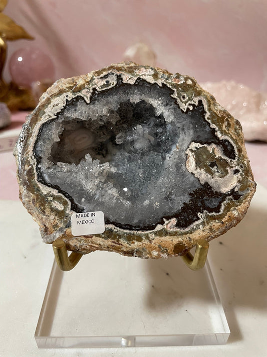 Stunning Trancas druzy geode half from Mexico