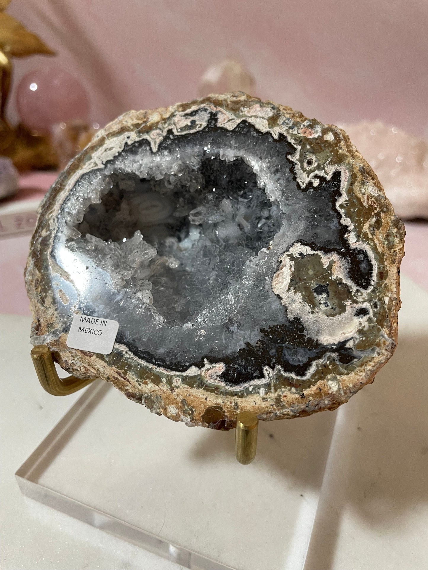 Stunning Trancas druzy geode half from Mexico