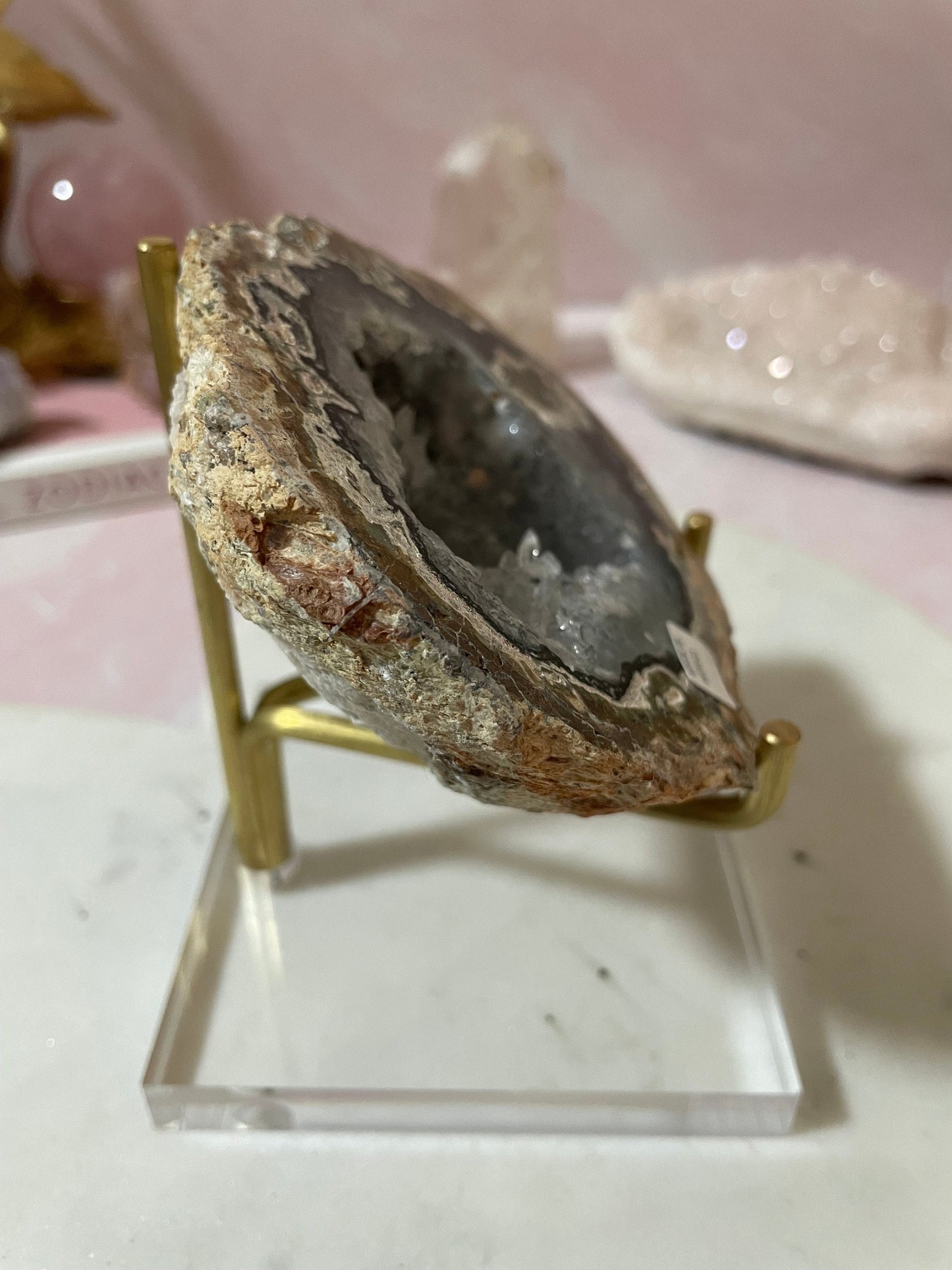 Stunning Trancas druzy geode half from Mexico