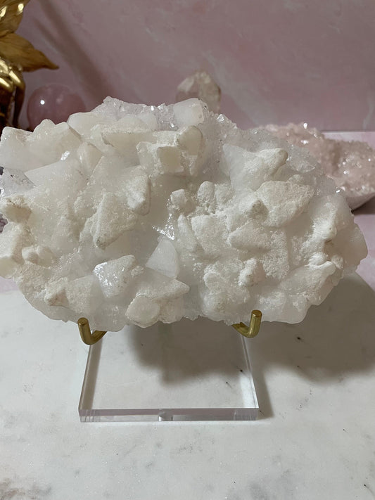 Stunning one of a kind double sided apophyllite, one side sugary and other side diamond