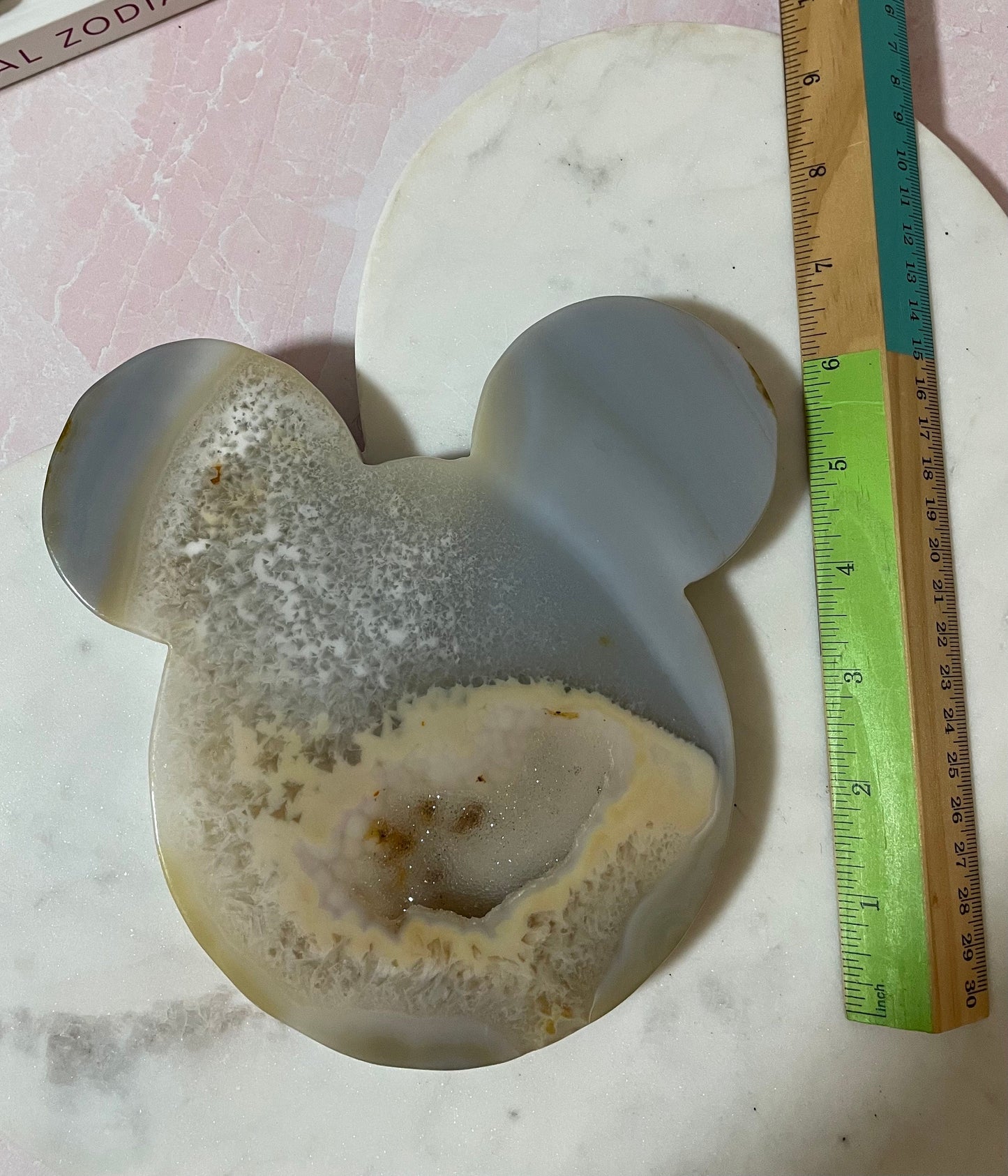 Gorgeous Large druzy agate mouse head carving with beautiful banding