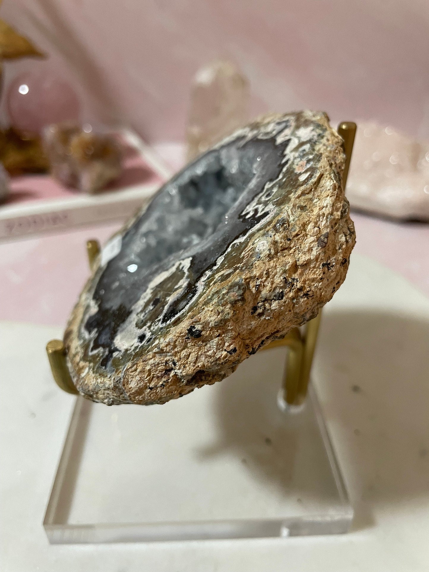 Stunning Trancas druzy geode half from Mexico