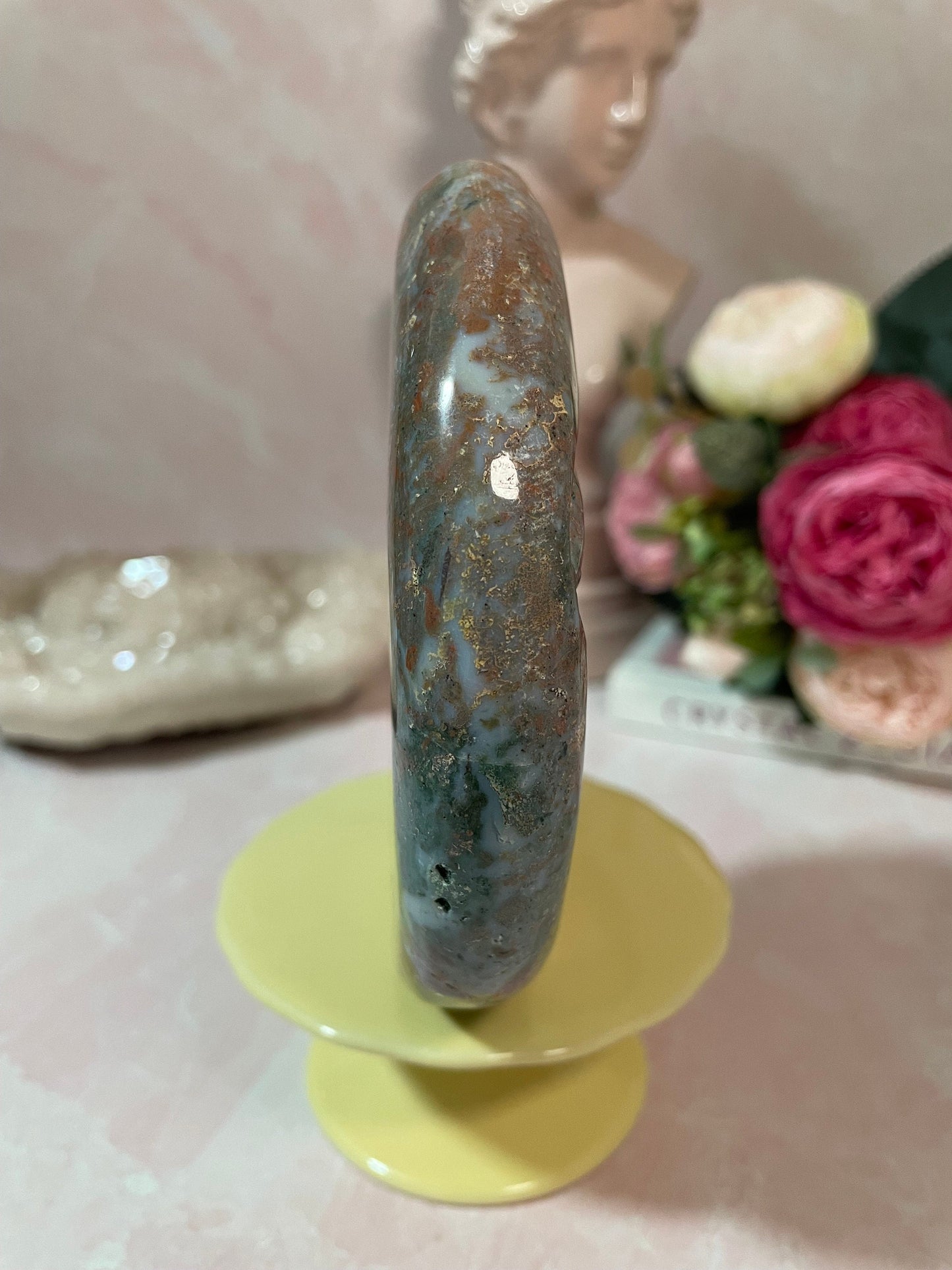 Sea Jasper Sun & Moon Face carving